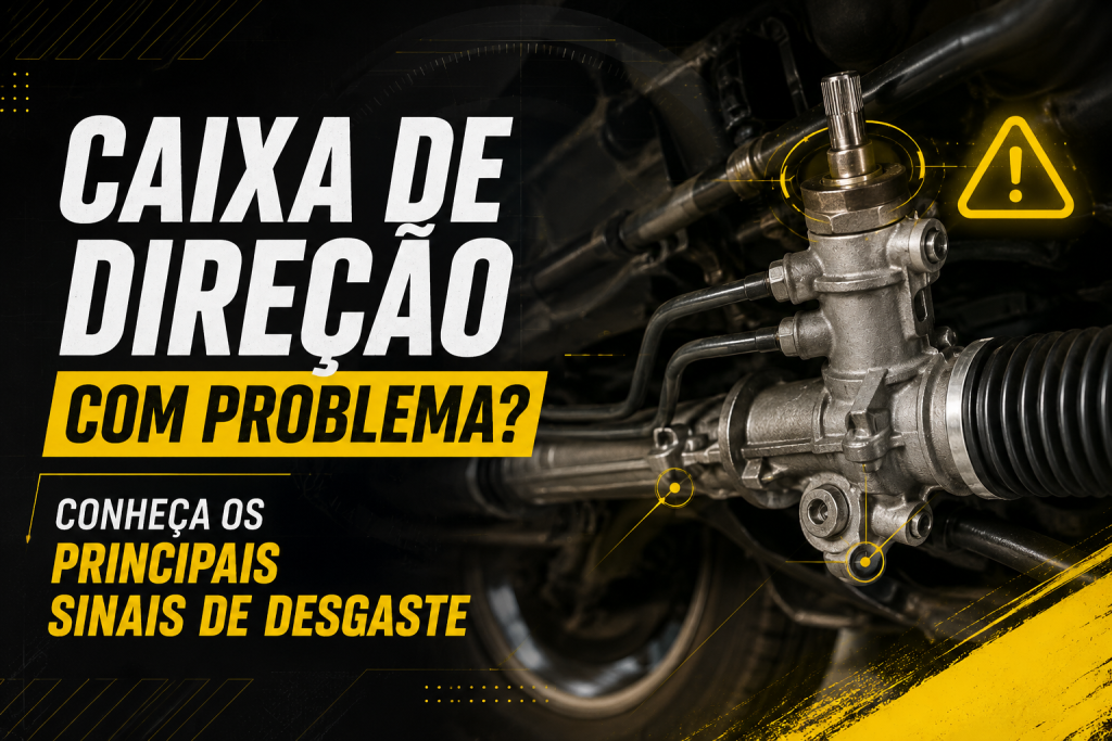 caixa de direção, caixa de direção com problema, sinais de desgaste caixa de direção, folga no volante, direção pesada, barulho ao virar volante, caixa de direção ROC, sistema de direção, manutenção da direção.
